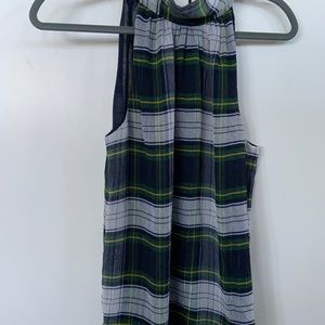 EUC JCrew tartan plaid tie-neck halter top